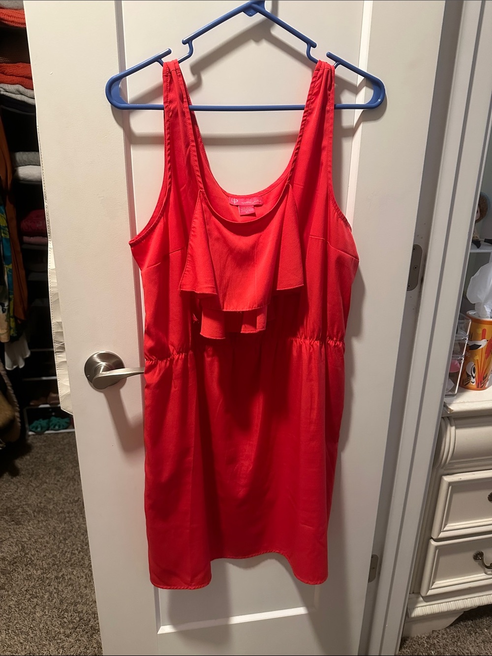 Ultra Pink Vibrant Coral-Red Sleeveless Dress